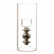 21cm Clear & Mercury Glass Cylinder Tealight Holder 