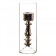 24cm Clear & Mercury Glass Cylinder Tealight Holder 