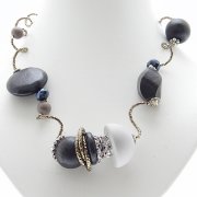 Asymmetric Loopy Beads & Crystal Ring Necklace