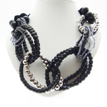 About Face Jewellery Beaded Loops & Black Velvet Necklace
