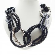 Beaded Loops & Black Velvet Necklace