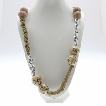 About Face Jewellery Chunky Bead, Rope Knot & Silver Chain Long Necklace