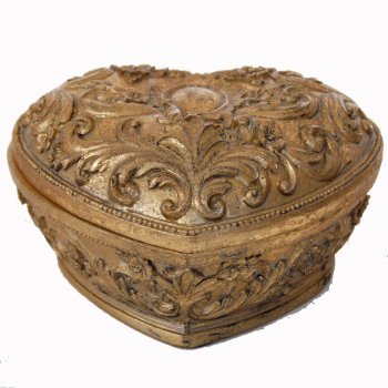 Antique Gold Heart Shaped Trinket Box