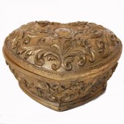 Antique Gold Heart Shaped Trinket Box