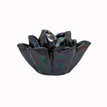 Black Lustre Open Rose Flower Tealight  Holder