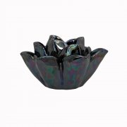 Black Lustre Open Rose Flower Tealight  Holder