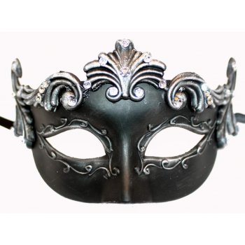 Black & Silver Roman Style Venetian Masquerade Mask