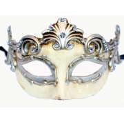 Cream & Silver Roman Style Venetian Masquerade Mask