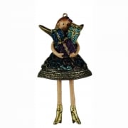 Indigo Angel Carrying Presents Hanging Christmas Tree Decoration