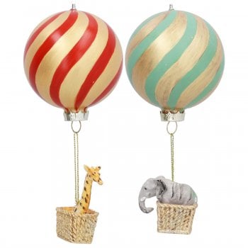 Gisela Graham  A Pair of Hot Air Balloon Hanging Christmas Decoration