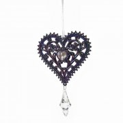 Gisela Graham Acrylic Filigree Heart with Jewel Christmas Tree Decoration
