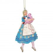 Gisela Graham Alice In Wonderland with a Flamingo Resin Christmas Tree Decoration