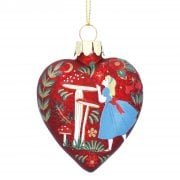 Gisela Graham Antique Red Glass Heart Alice with Toadstool Christmas Tree Decoration