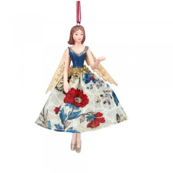 Gisela Graham  Arts and Crafts Fairy (Blue) Christmas Tree Decoration