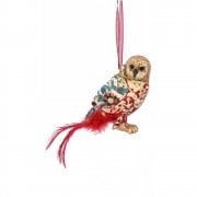Gisela Graham Arts and Crafts Resin Owl (Red) Christmas Tree Decoration