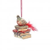 Gisela Graham Arts and Crafts Resin Partridge with Books Christmas Tree Decoration