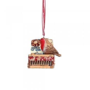 Gisela Graham  Arts and Crafts Resin Robin with a Typewriter Christmas Tree Decoration