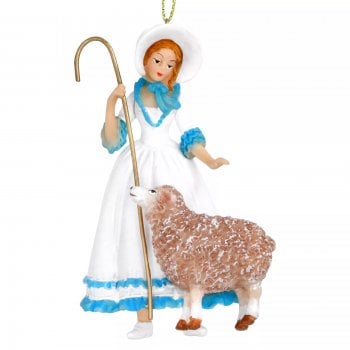 Gisela Graham  Blue and White Bo Peep Resin Christmas Tree Decoration