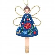 Gisela Graham Blue Resin Folk Art Fairy Christmas Tree Decoration