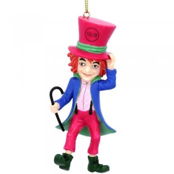 Gisela Graham  Bright Mad Hatter Resin Christmas Tree Decoration