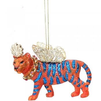 Gisela Graham  Bright Orange Standing Tiger Christmas Tree Decoration