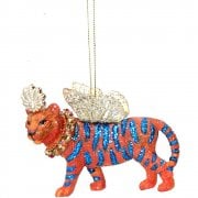 Gisela Graham Bright Orange Standing Tiger Christmas Tree Decoration