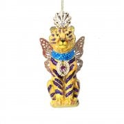 Gisela Graham Bright Yellow Sitting Tiger Christmas Tree Decoration