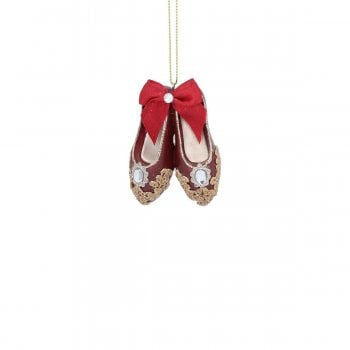 Gisela Graham  Burgundy Ballet Slippers Christmas Tree Decoration