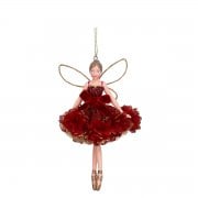 Gisela Graham Burgundy Floribunda Fairy (arms down) Christmas Tree Decoration