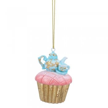 Gisela Graham  Cake with Teapot Stack Resin Christmas Tree Decoration