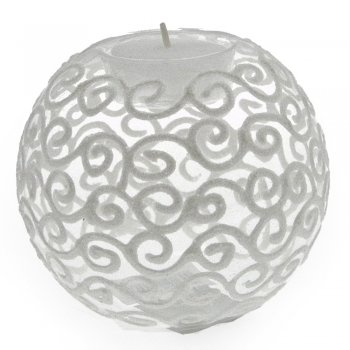Gisela Graham Clear Filigree Glitter Glass Ball Tealight 