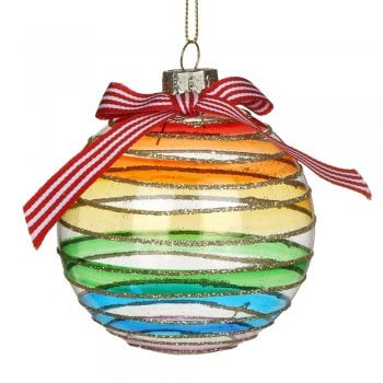 Gisela Graham  Clear Rainbow Bauble with Glitter Christmas Tree Decoration