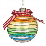 Gisela Graham Clear Rainbow Bauble with Glitter Christmas Tree Decoration