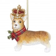 Gisela Graham Corgi Dog with a Crown Christmas Tree Decoration