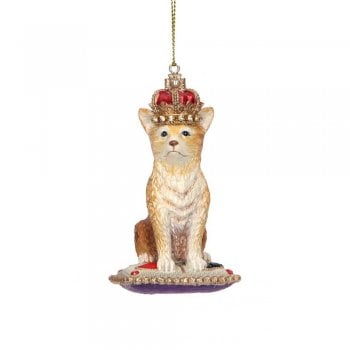 Gisela Graham  Corgi Sitting on a Cushion Christmas Tree Decoration