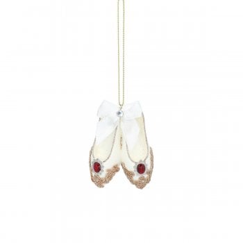 Gisela Graham  Cream Ballet Slippers Christmas Tree Decoration