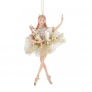 Gisela Graham Cream & Gold Clara Nutcracker Christmas Tree Decoration