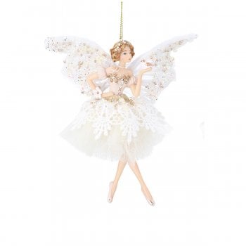 Gisela Graham  Cream & Gold Fairy with Butterfly Wings (Blonde) Christmas Tree Decoration
