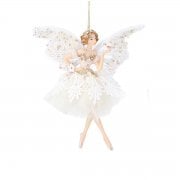 Gisela Graham Cream & Gold Fairy with Butterfly Wings (Blonde) Christmas Tree Decoration