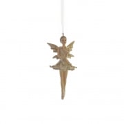 Gisela Graham Cream & Gold Resin Princess Ballerina (Arms Across) Christmas Tree Decoration