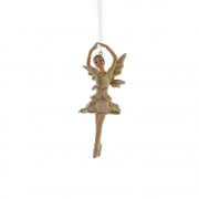 Gisela Graham Cream & Gold Resin Princess Ballerina (Arms Up) Christmas Tree Decoration