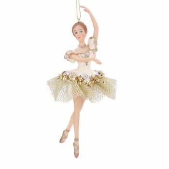Gisela Graham  Cream & Gold Sugarplum Fairy Christmas Tree Decoration