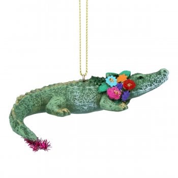 Gisela Graham  Crocodile with Garland Christmas Tree Decoration