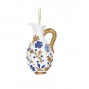 Gisela Graham Delft Blue White Gold Jug (Gold) Christmas Tree Decoration