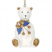 Gisela Graham Delft Blue White Gold Teddy Christmas Tree Decoration
