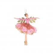 Gisela Graham Dusky Pink Floribunda Fairy (arms out) Christmas Tree Decoration