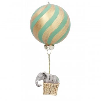 Gisela Graham  Elephant in a Balloon Hanging Christmas Decoration