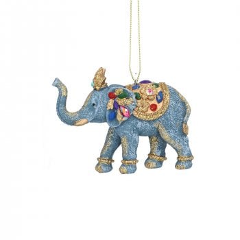 Gisela Graham  Elephant with Jewelled Saddle Christmas Tree Decoration