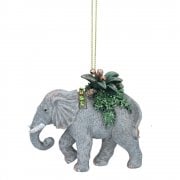 Gisela Graham Elephant with Leaf Saddle Christmas Tree Decoration