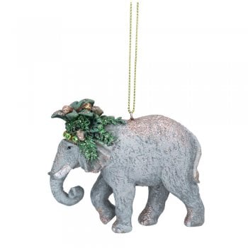 Gisela Graham  Elephant with Leaves (Headdress) Christmas Tree Decoration
